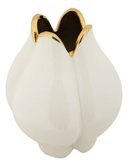 Vase céramique blanche finitions dorées