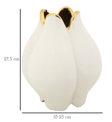 Vase céramique blanche finitions dorées