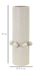Vase en céramique blanche décoré de sphères