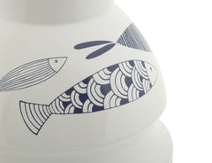Vase en céramique blanche décorations poissons bleus