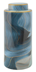 Vase en céramique décoré avec couvercle finitions dorées