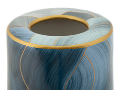 Vase en céramique décoré avec couvercle finitions dorées