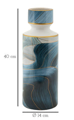 Vase en céramique décoré de pétales et détails dorés avec couvercle