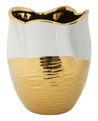 Vase en céramique finition dorée
