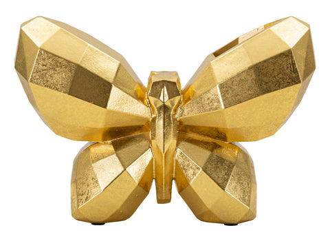 Jarrón de resina dorada Mariposa diseño cubista