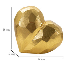 Vase en résine dorée en forme de cœur cubique