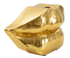 Vase lèvres résine dorée