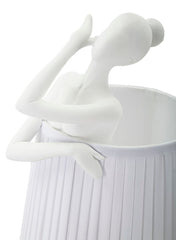 Lampe de table Ballet Résine blanc abat-jour tissu blanc