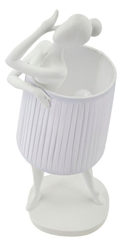 Lampe de table Ballet Résine blanc abat-jour tissu blanc
