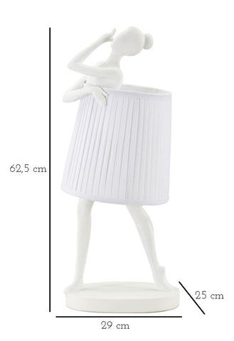 Lampe de table Ballet Résine blanc abat-jour tissu blanc