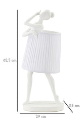 Lampe de table Ballet Résine blanc abat-jour tissu blanc