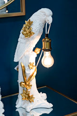 Lampe de table Perroquet résine décorations dorées