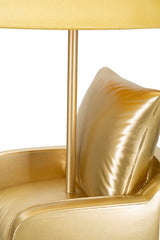Lampe de table Mid-Century résine dorée abat-jour tissu Ocre Jaune