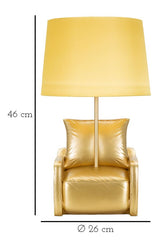 Lampe de table Mid-Century résine dorée abat-jour tissu Ocre Jaune