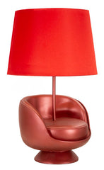 Lampe de table Midcentury résine rouge abat-jour tissu rouge