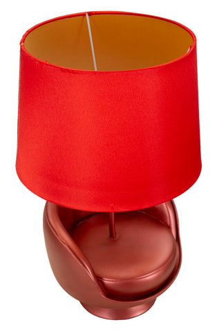 Lampe de table Midcentury résine rouge abat-jour tissu rouge