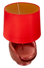 Lampe de table Midcentury résine rouge abat-jour tissu rouge