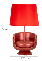 Lampe de table Midcentury résine rouge abat-jour tissu rouge
