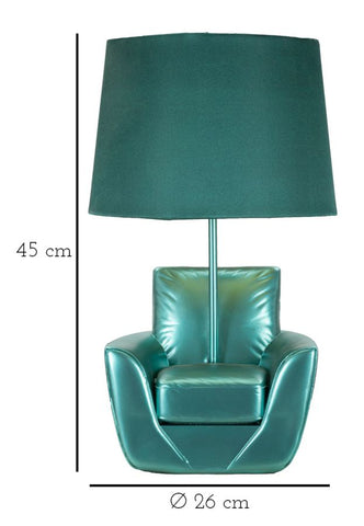 Lámpara de mesa de resina turquesa con pantalla de tela turquesa