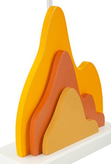 Lampe de table en bois design flamme abat-jour Tissu Jaune/Orange