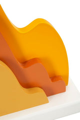 Lampe de table en bois design flamme abat-jour Tissu Jaune/Orange