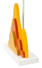 Lampe de table en bois design flamme abat-jour Tissu Jaune/Orange