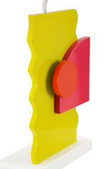 Lampe de table en bois abat-jour tissu orange
