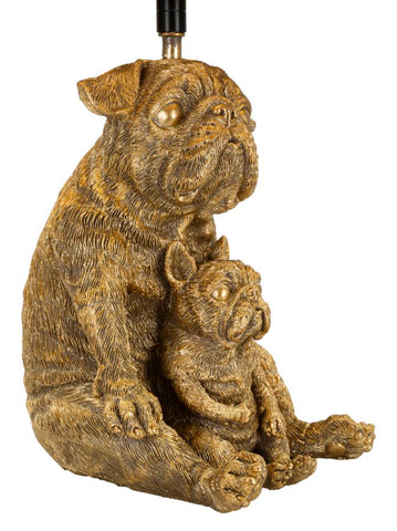 Lámpara de mesa Perro de resina dorada pantalla de tela Negra