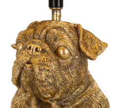 Lampe de table Chien résine dorée abat-jour tissu Noir