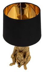 Lampe de table Chien résine dorée abat-jour tissu Noir