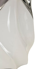 Lampe de table céramique blanche et grise abat-jour en tissu blanc