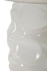 Lampe sur pied céramique blanche abat-jour tissu blanc