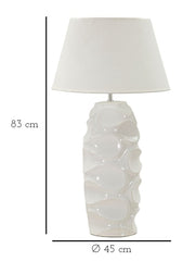 Lampe sur pied céramique blanche abat-jour tissu blanc
