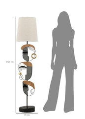 Lampe de table métal et bois Picassy abat-jour en tissu blanc