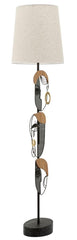 Lampe de table métal et bois Picassy abat-jour en tissu blanc