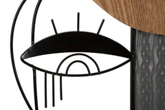 Lampe de table métal et bois Picassy abat-jour en tissu blanc
