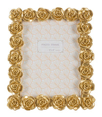 Cadre rectangulaire en résine décoré de roses dorées