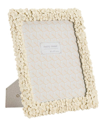 Cadre photo rectangulaire FLOTY résine fleurs Crème