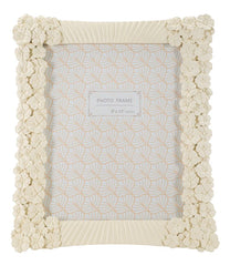 Cadre photo rectangulaire Cempalk Résine et fleurs Blanches