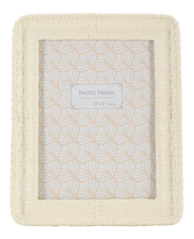 Cadre photo rectangulaire en résine imitation bambou beige