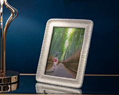 Cadre photo rectangulaire en résine imitation bambou beige