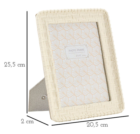 Cadre photo rectangulaire en résine imitation bambou beige