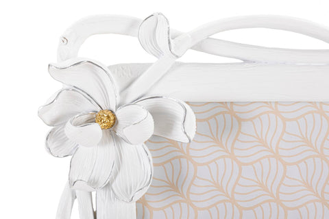 Cadre photo rectangulaire Magnolia résine tissage de fleurs blanc