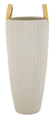 Vase en céramique blanche avec anneaux dorés