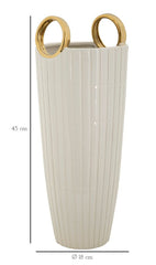 Vase en céramique blanche avec anneaux dorés
