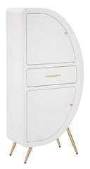 Armoire 2 portes Vénus Bois Blanc pieds Métal Doré