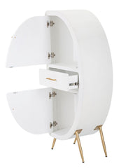 Armoire 2 portes Vénus Bois Blanc pieds Métal Doré