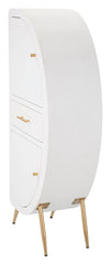 Armoire 2 portes Vénus Bois Blanc pieds Métal Doré