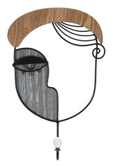 Porte-manteau visage en métal et bois