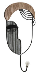 Porte-manteau visage en métal et bois